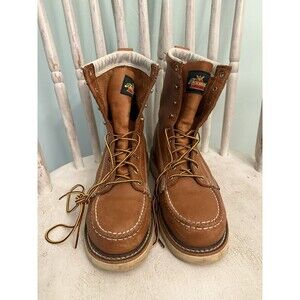THOROGOOD MENS SLIP-RESISTANT TOBACCO 6" MOC TOE LACE UP WORK BOOTS SIZE 6.5D